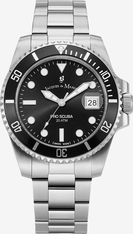 Montre à affichage analogique Jacques du Manoir en argent : devant