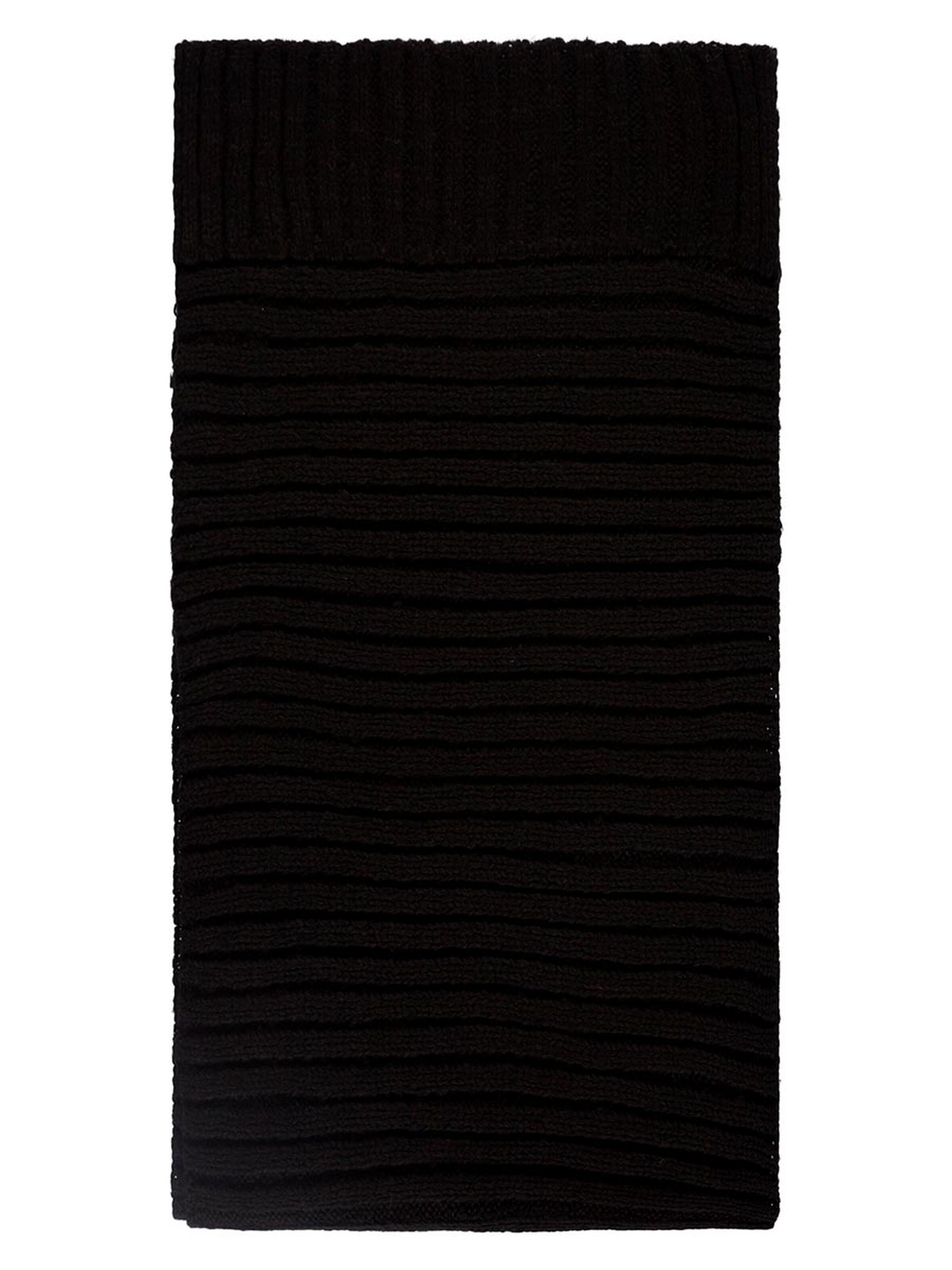 Passigatti Wrap 'Wolliger Strickschal gerippt' in Black