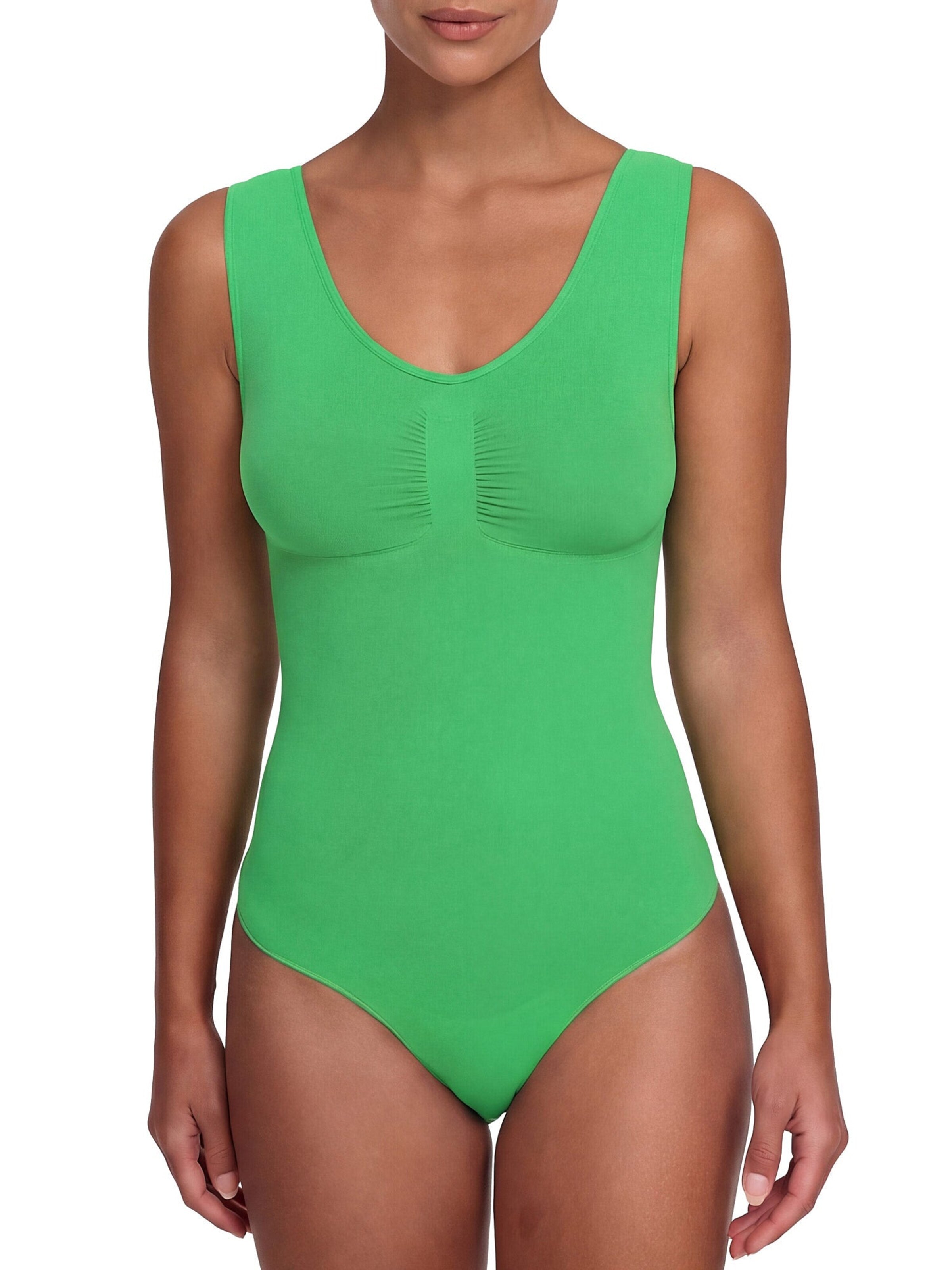 cfab (formerly creamy fabrics) Shapingbody 'Tank Bodysuit Sculpting Shapewear mit Slip' i grön: framsida