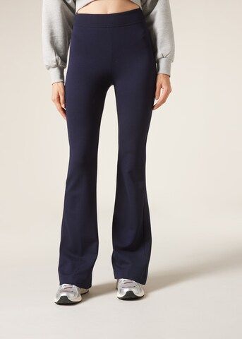 CALZEDONIA Flared Leggings in Blue: front
