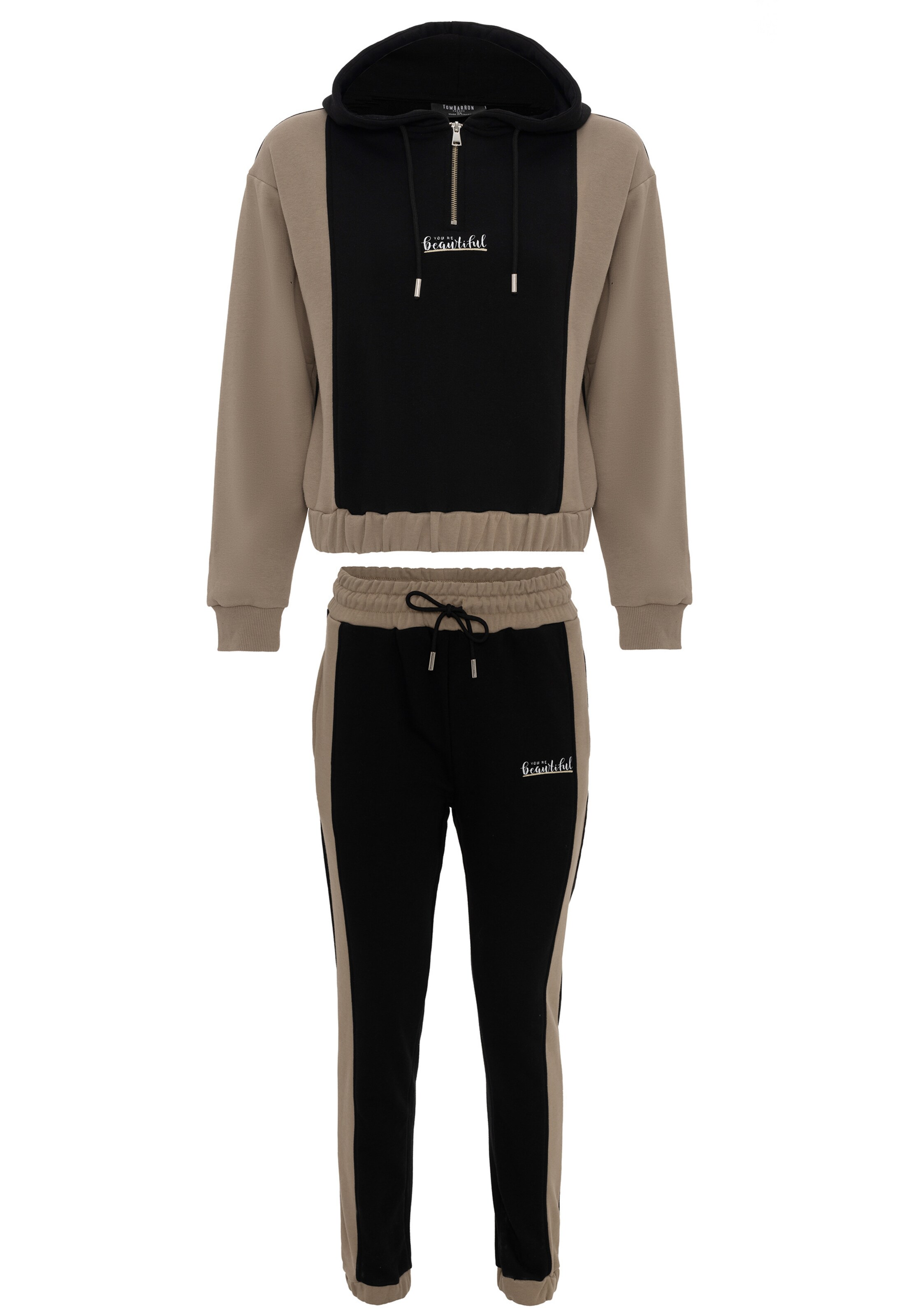 Tom Barron Jogginganzug in Schwarz: Vorderseite