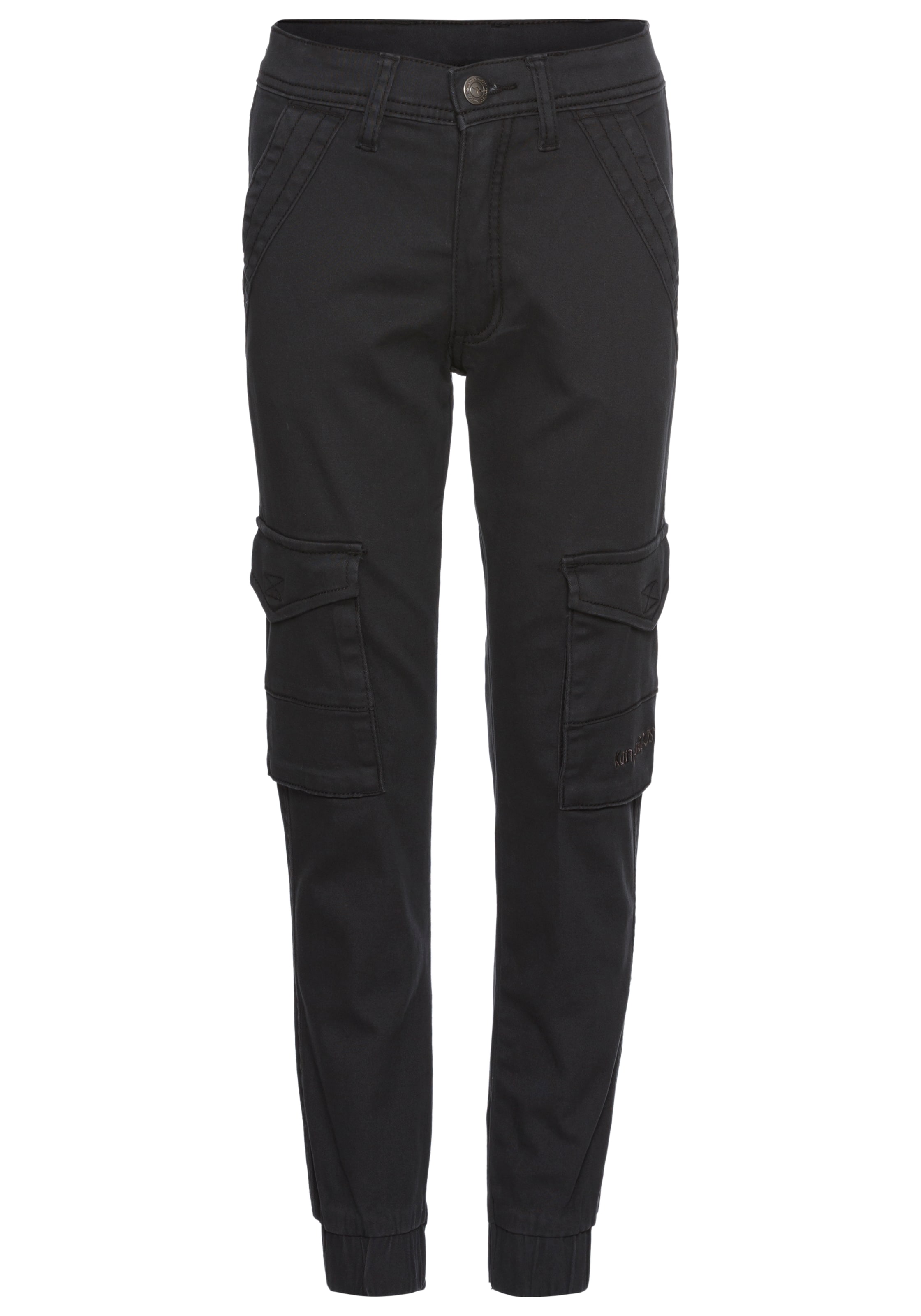 KangaROOS Tapered Pants in Black: front