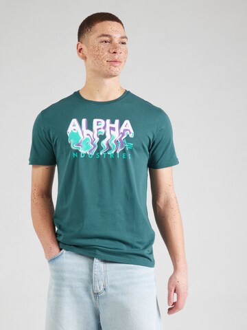žalia ALPHA INDUSTRIES Marškinėliai: priekis