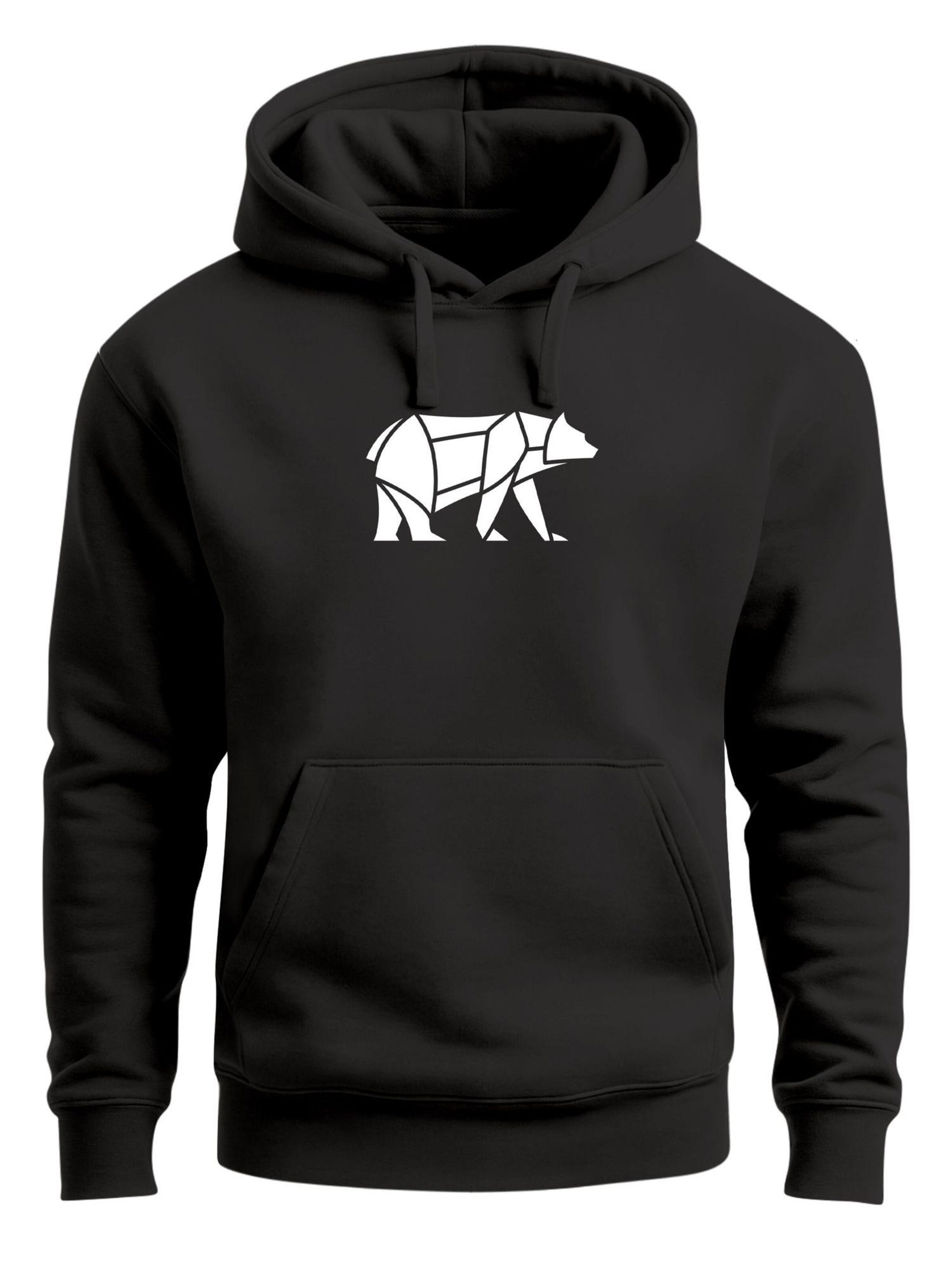 Neverless Sweatshirt 'Bär Lineart Polygon' in Black: front