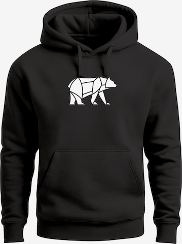 Neverless Sweatshirt 'Bär Lineart Polygon' in Schwarz: Vorderseite