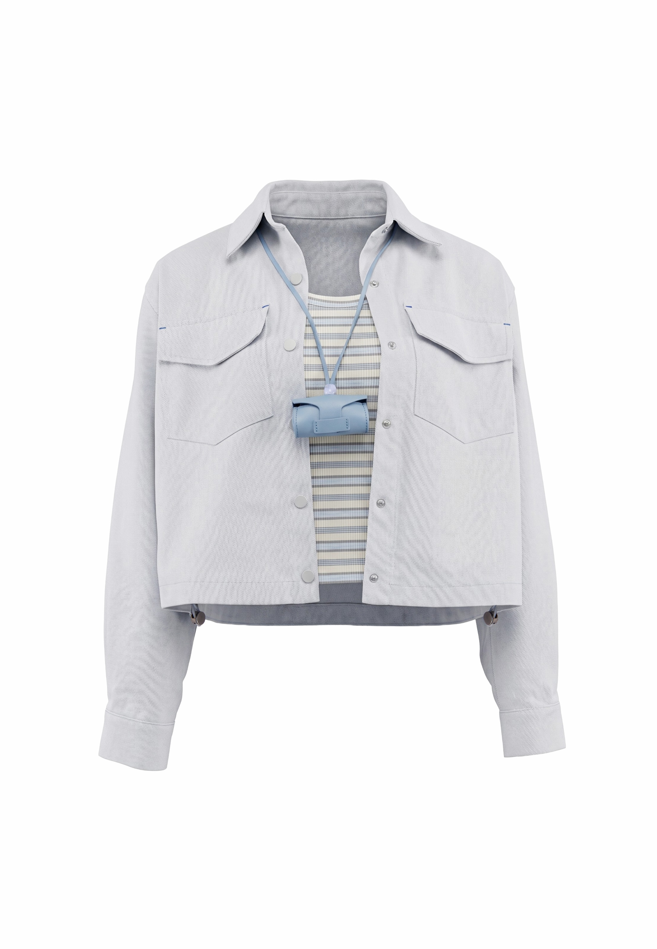 usha BLUE LABEL Tussenjas in M in de kleur Duifblauw / Lichtblauw / Wit, Productweergave