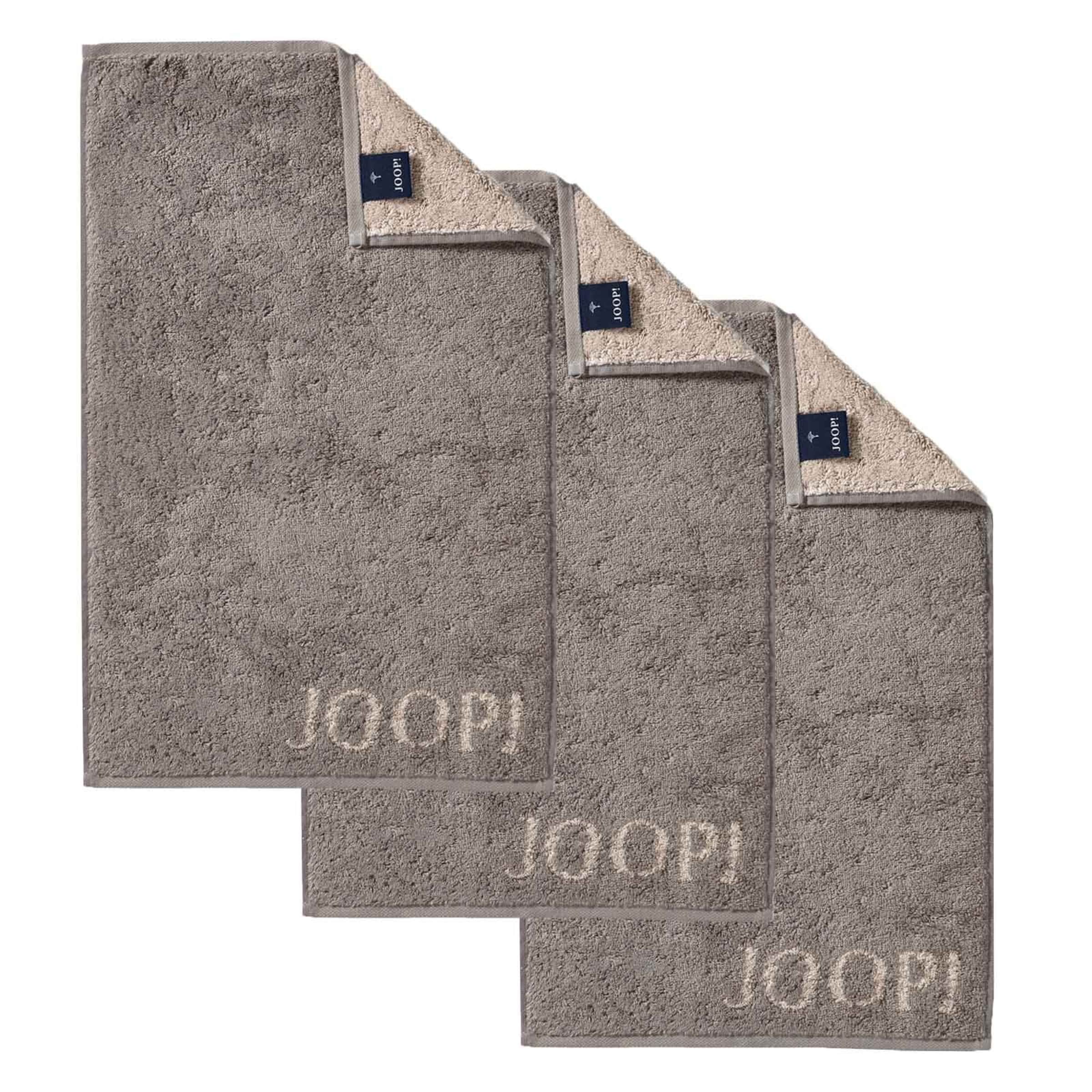 JOOP! Handdoek &#x27;Doubleface&#x27; in Beige: voorkant