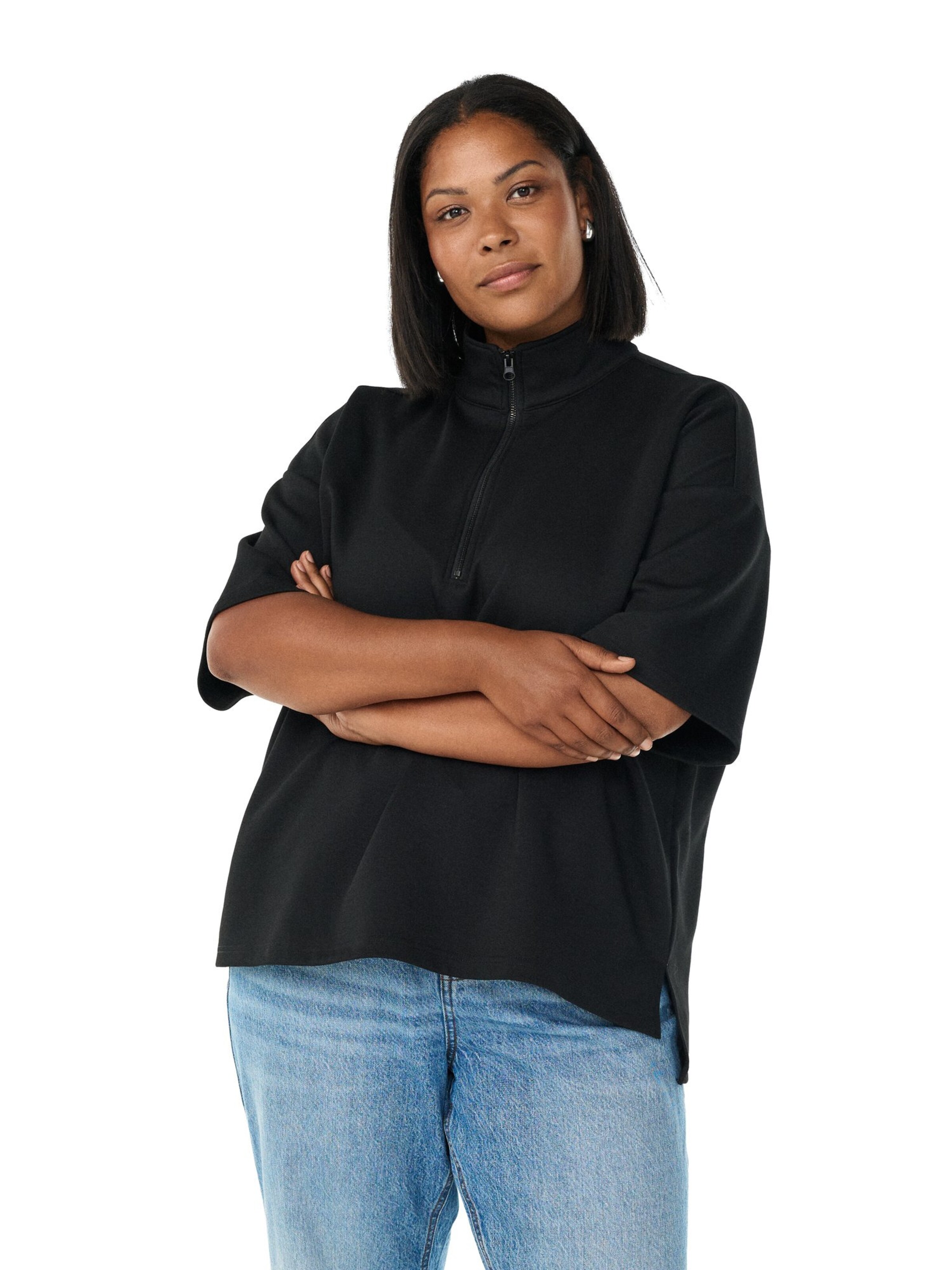 Zizzi Sweatshirt 'Cakatalina' in Black: front