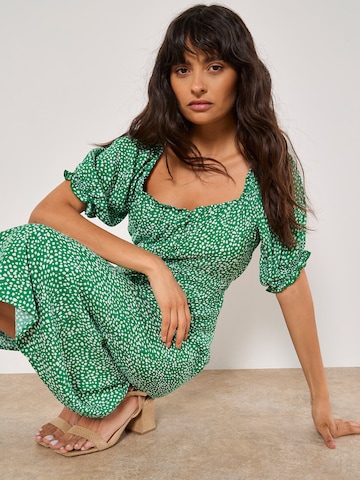 Apricot Spot Print Milkmaid Midi Dress ' ' in Grün
