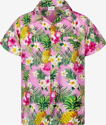 King Kameha Hemd 'Pineapple Flowers' in Pink: Vorderseite