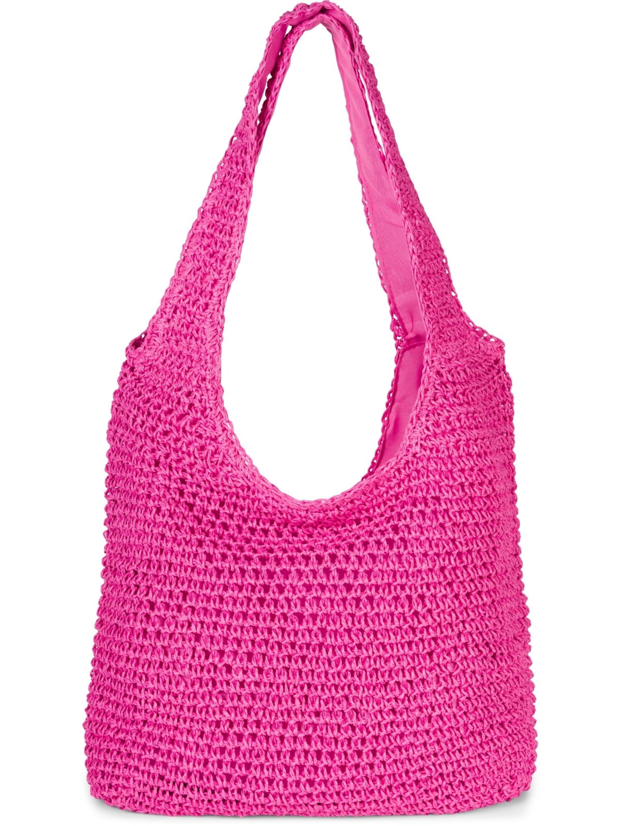 styleBREAKER Shoulder bag 'Papierstroh Beuteltasche' in Pink: front
