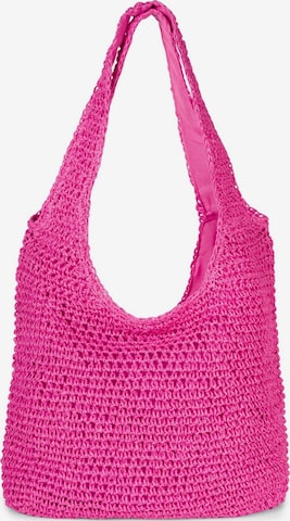 styleBREAKER Schultertasche 'Papierstroh Beuteltasche' in Pink: Vorderseite