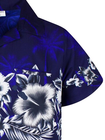 King Kameha Shirt 'Flower Chest' in Blau