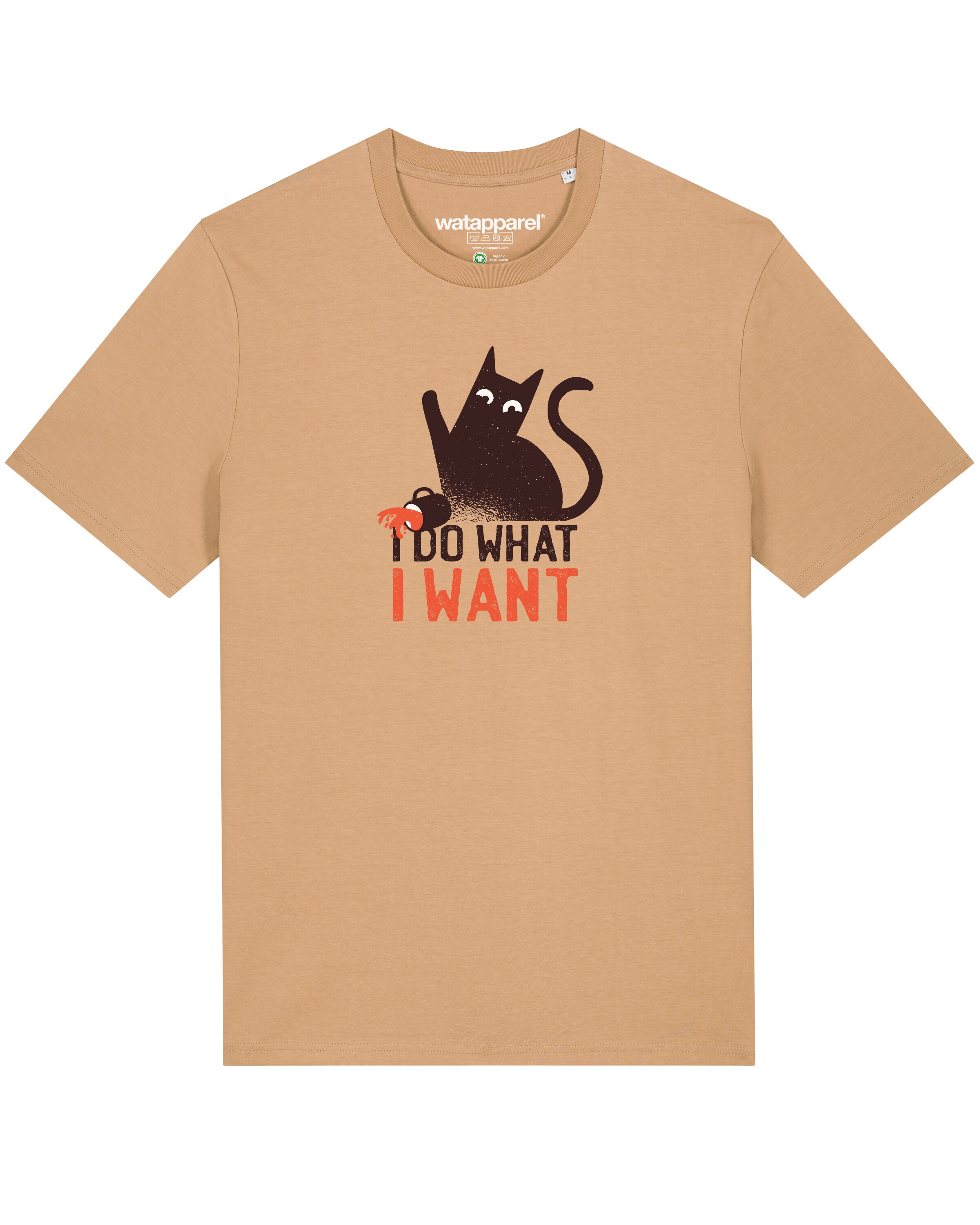 T-Shirt ' Cat ' Watapparel en beige : devant
