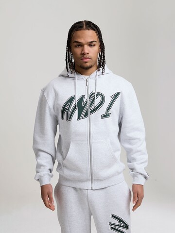 AND1 Sweatjacka 'Staple Graphic' i grå: framsida