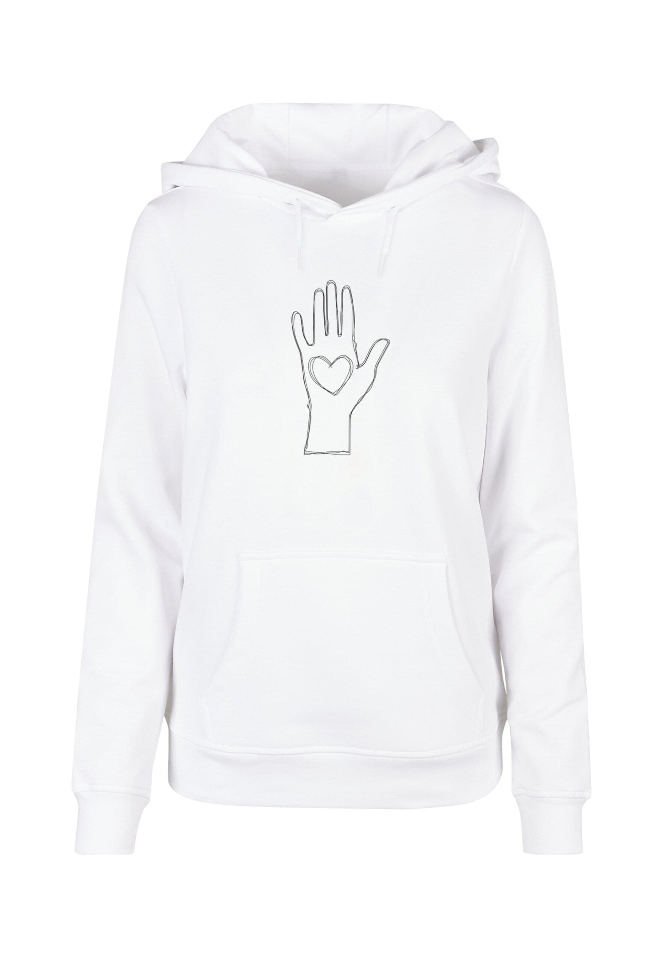 Merchcode Sweatshirt 'Peace - Scribble Hand Heart' in White: front