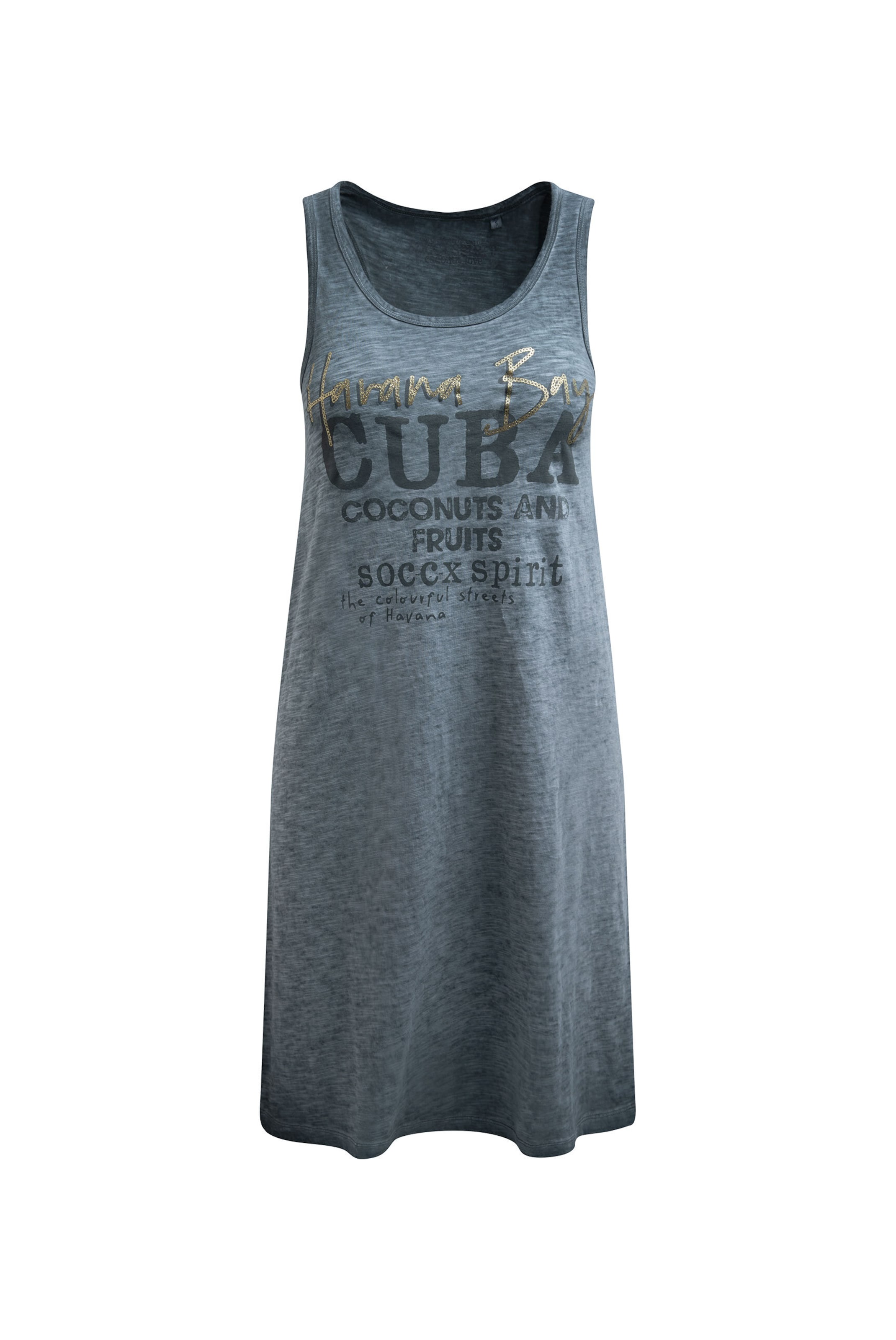 Soccx Tanktop-Kleid mit Glitter Print in Grün: Vorderseite