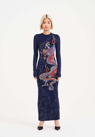 Robe 'Dragon Flame' Ed Hardy en bleu : devant