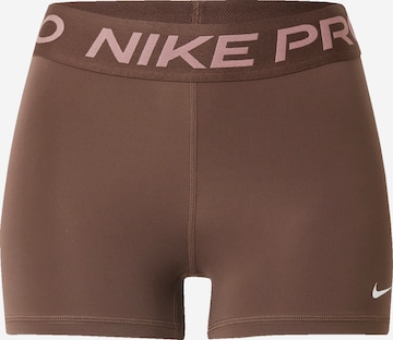 NIKE Скинни Спортивные штаны 'Pro' в Коричневый: спереди