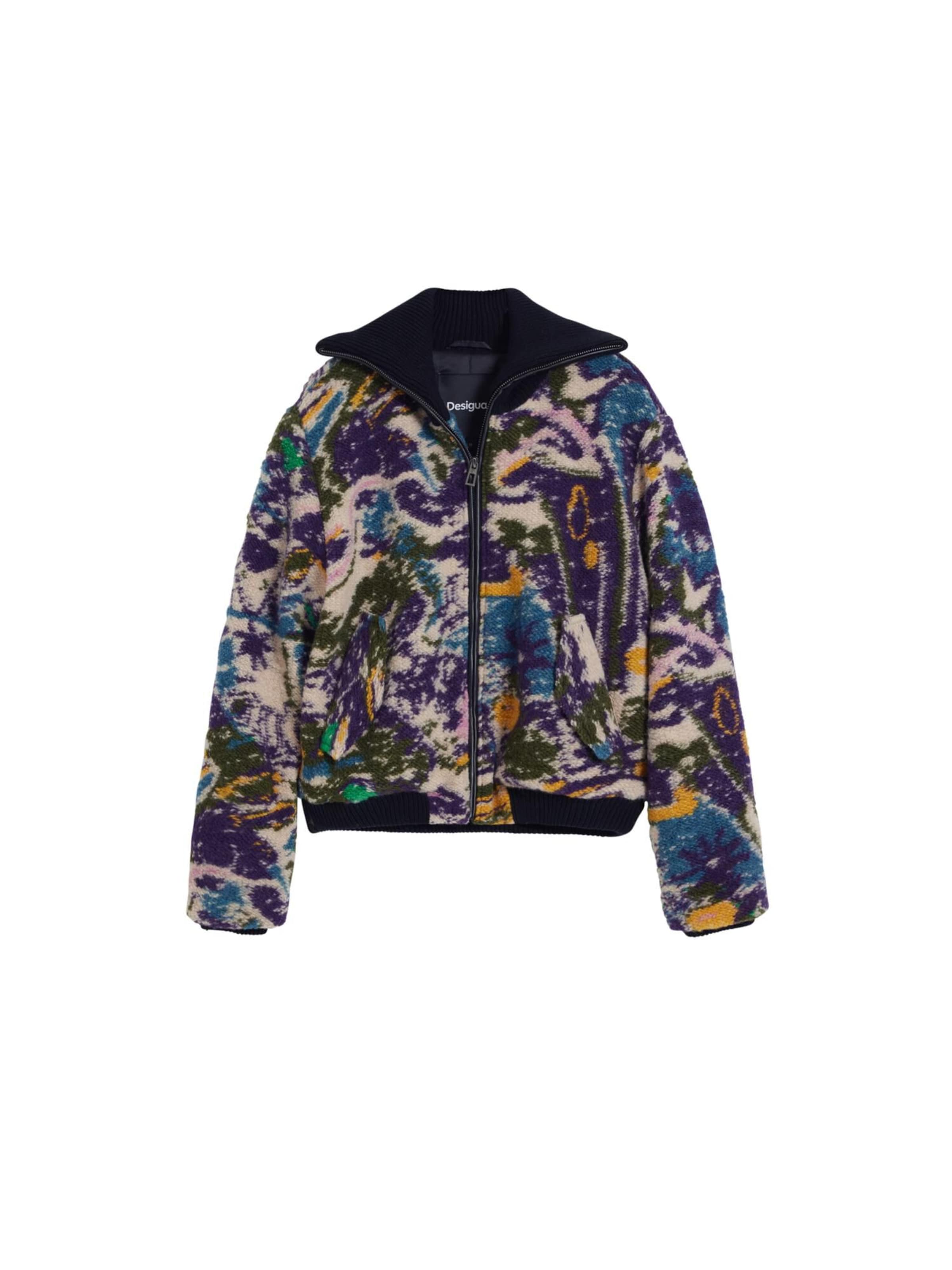 Desigual Φθινοπωρινό και ανοιξιάτικο μπουφάν σε ανάμεικτα χρώματα: μπροστά