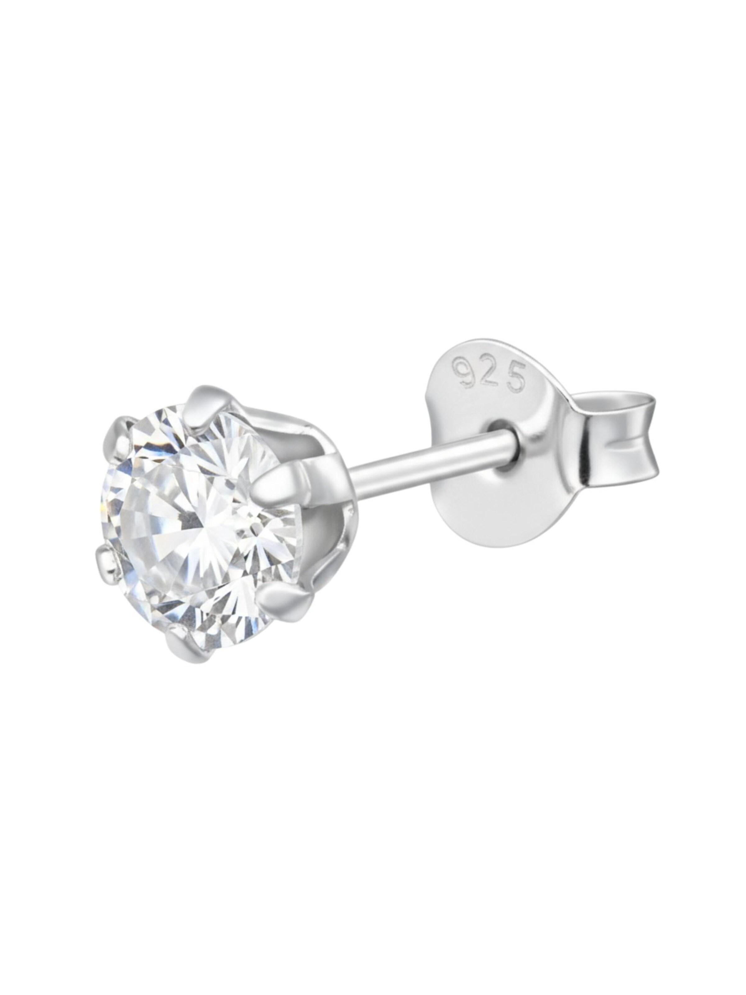 Boucles d'oreilles 'Silberne Runde 5 mm Ohrstecker mit Kristallen' Maxte en blanc