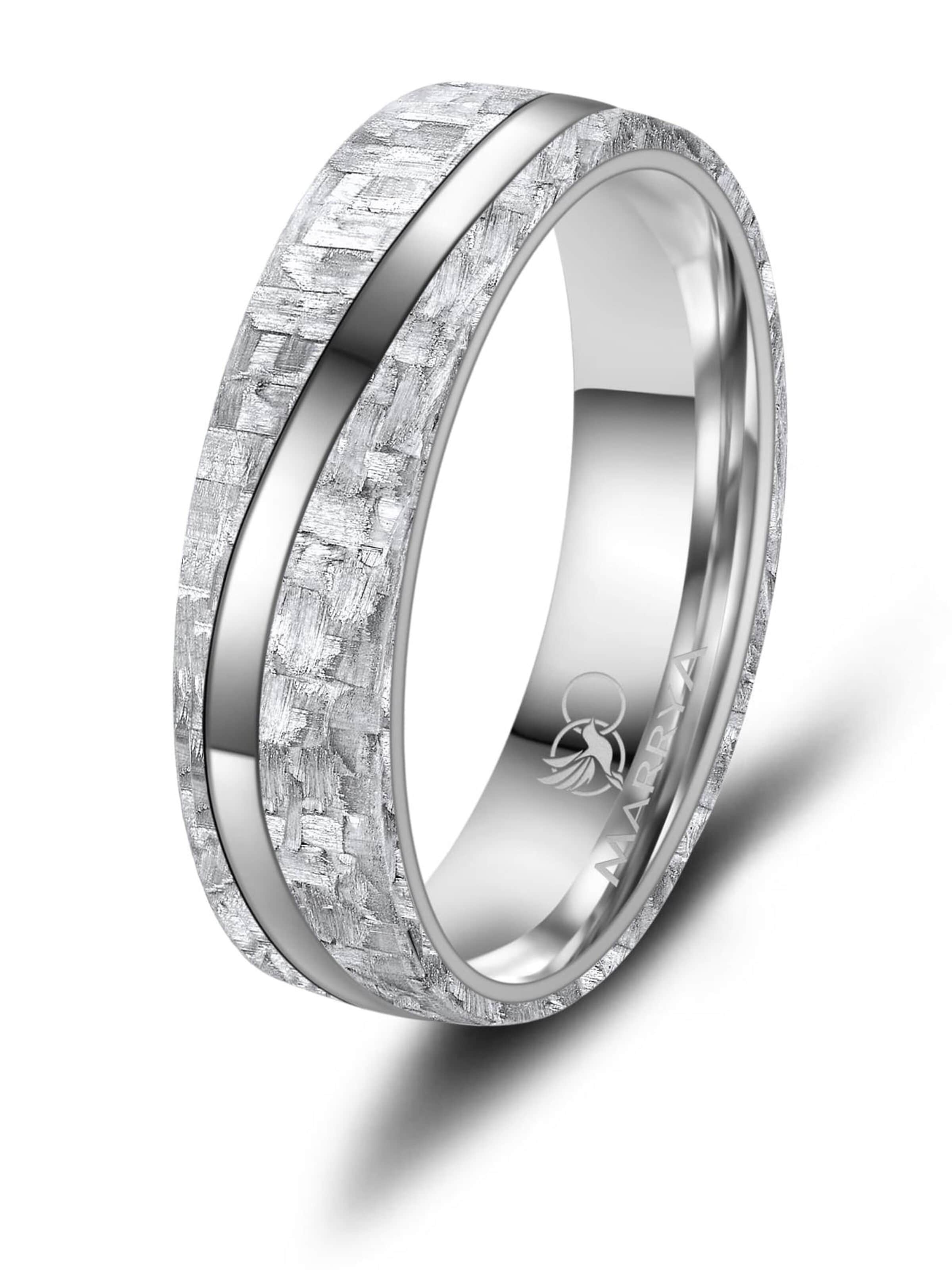 MARRYA - Anillo 'MARRYA CA-07 Ehering aus Carbon + Titan - Weiß' en gris: frente