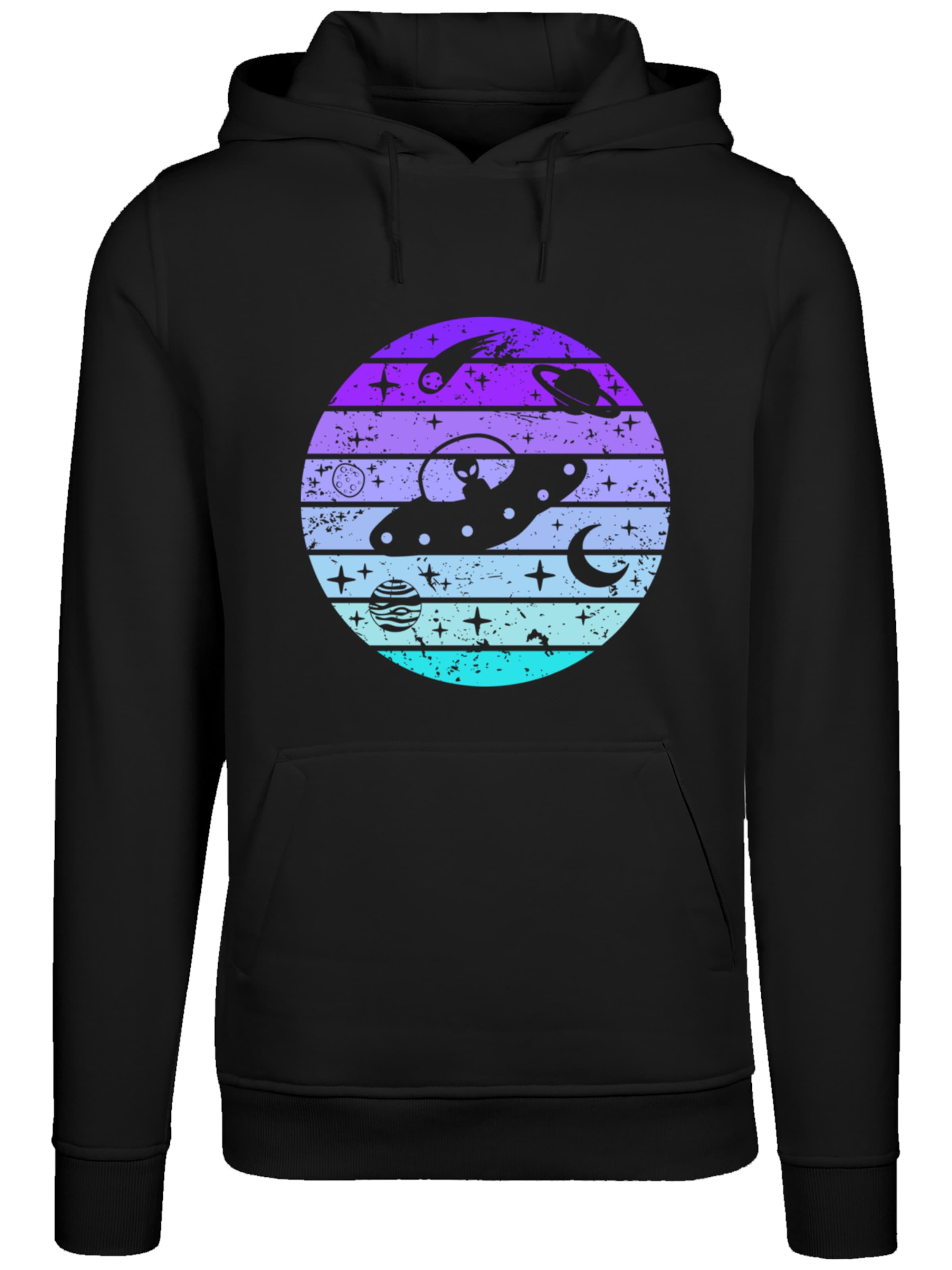 F4NT4STIC Sweatshirt 'Retro Alien Weltraum Sonnenuntergang' in Black: front