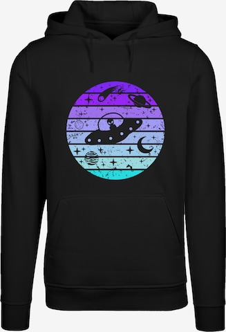 F4NT4STIC Sweatshirt 'Retro Alien Weltraum Sonnenuntergang' in Black: front