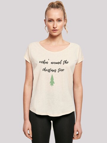 T-shirt 'Rockin around the christmas tree' F4NT4STIC en beige : devant
