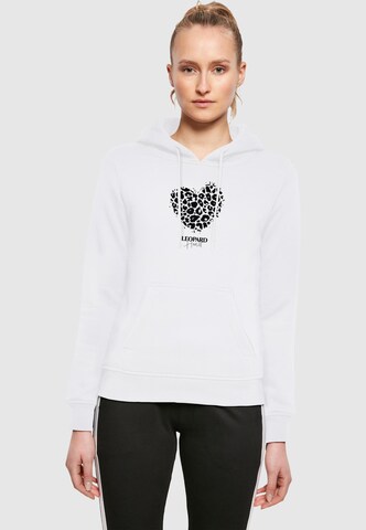 Merchcode Sweatshirt 'Leopard Heart' in White: front