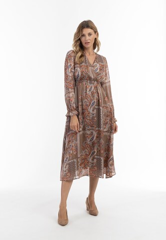 Robe 'Nowles' Usha en marron : devant