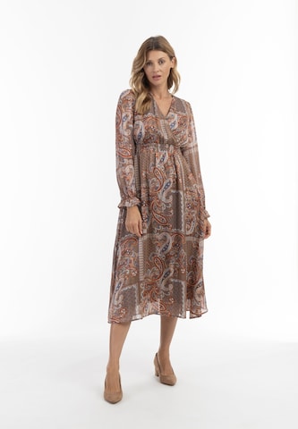 Robe 'Nowles' Usha en marron : devant