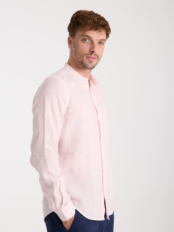 7Camicie Slim fit Zakelijk overhemd 'Caravaggio Linen Man Shirt Green' in Roze