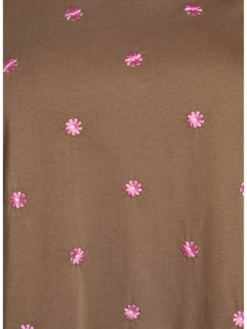 Zizzi T-shirt 'Velin' in Braun
