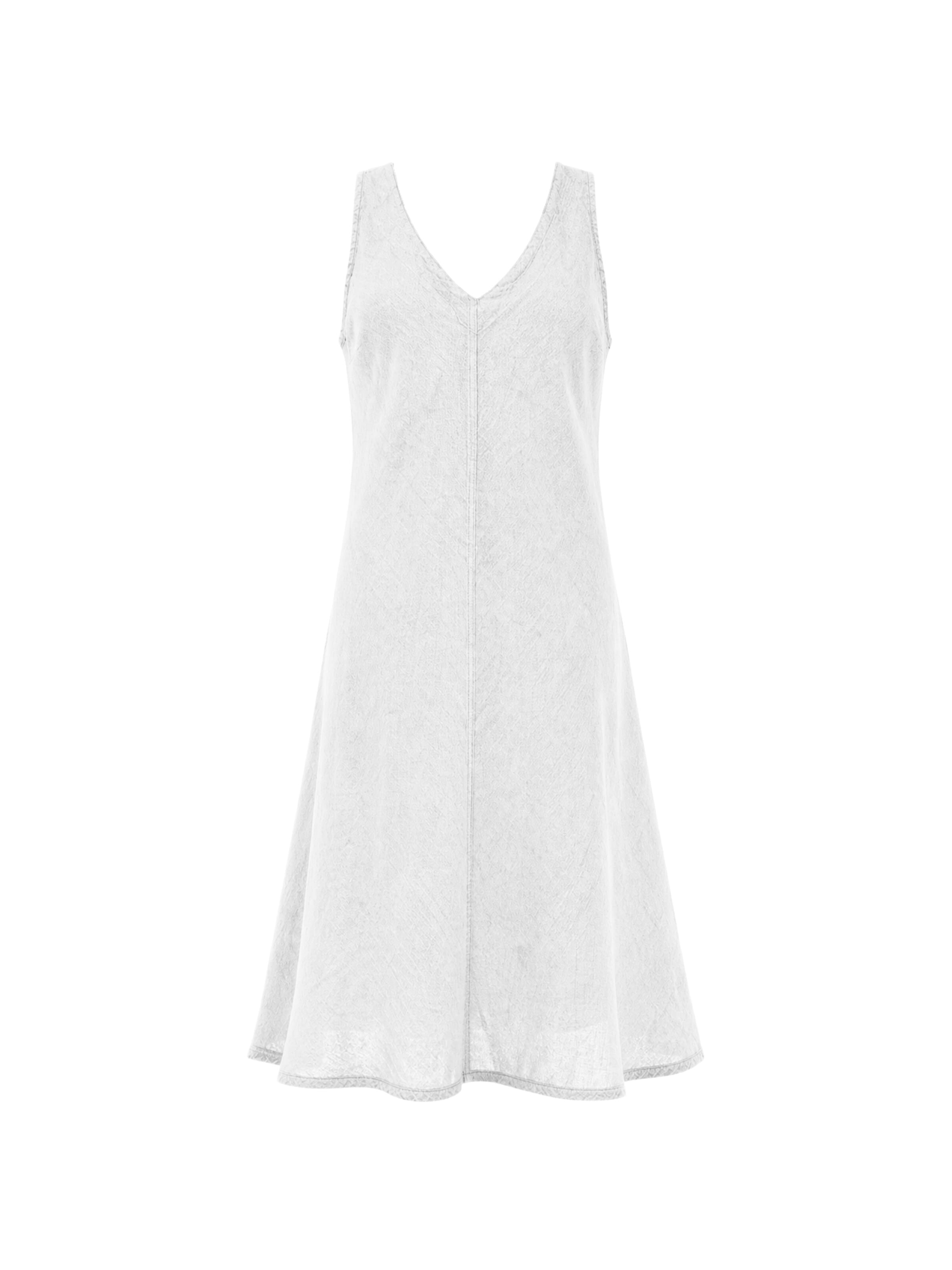 Haris Cotton Zomerjurk 'V Neck Linen Cami Dress' in Wit: voorkant