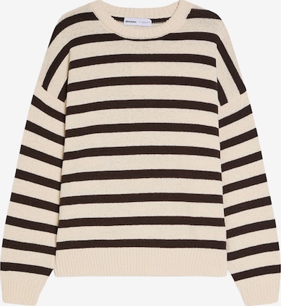 Bershka Neulepaita 'BLOBER' koossa XS värissä ecru / musta, Tuotenäkymä