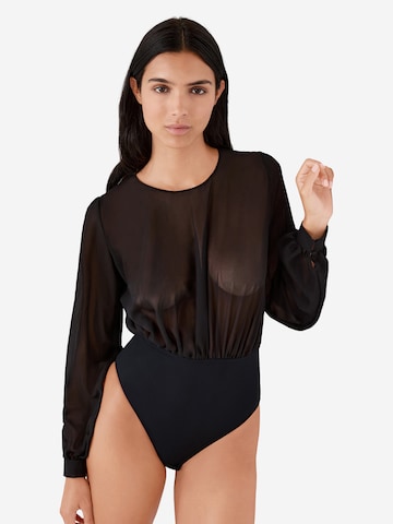 Body a camicia 'Effeuillage' di ETAM in nero