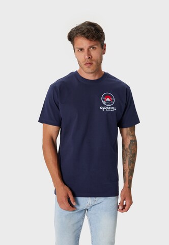 Oldskull T-Shirt in Blau: Vorderseite