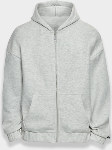 Dropsize Zip-Up Hoodie in Grey: front