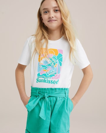 WE Fashion Тениска в бяло: отпред