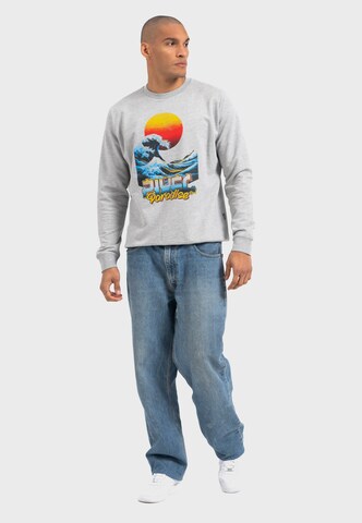 Oldskull Sweatshirt 'Retro Pixel Wave Logo Graphic' in Grey