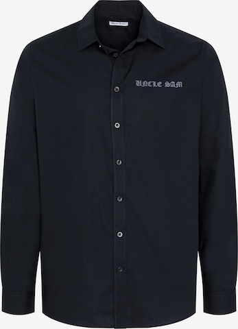 UNCLE SAM Regular fit Button Up Shirt in Black: front