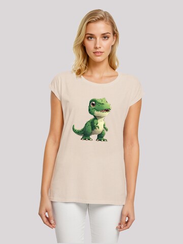 F4NT4STIC Shirt 'Süßer grüner Dino' in Beige: voorkant
