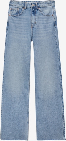 Wide leg Jeans de la Pull&Bear pe albastru: față