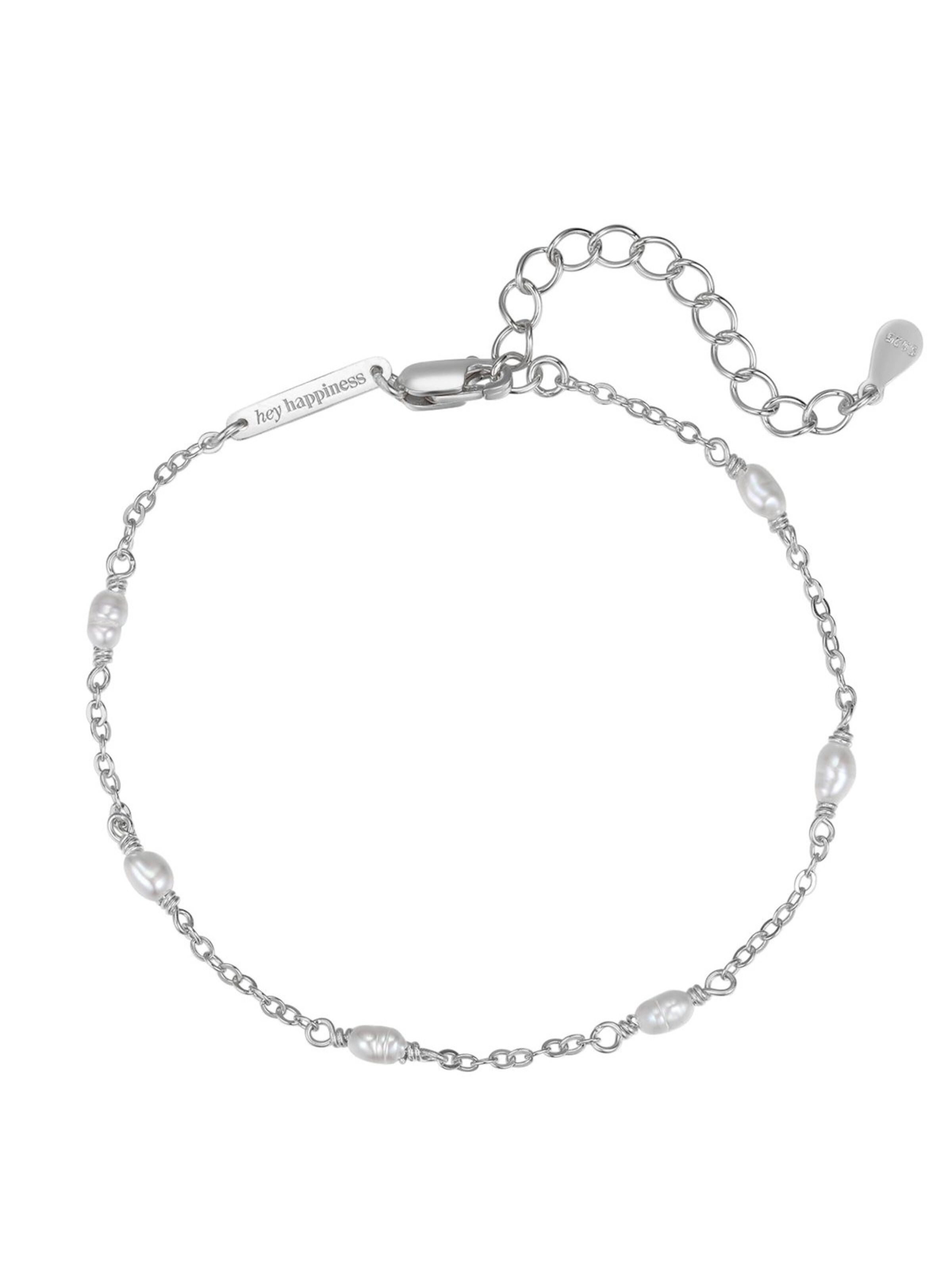 Braccialetto 'Pearl Line' di Hey Happiness in argento