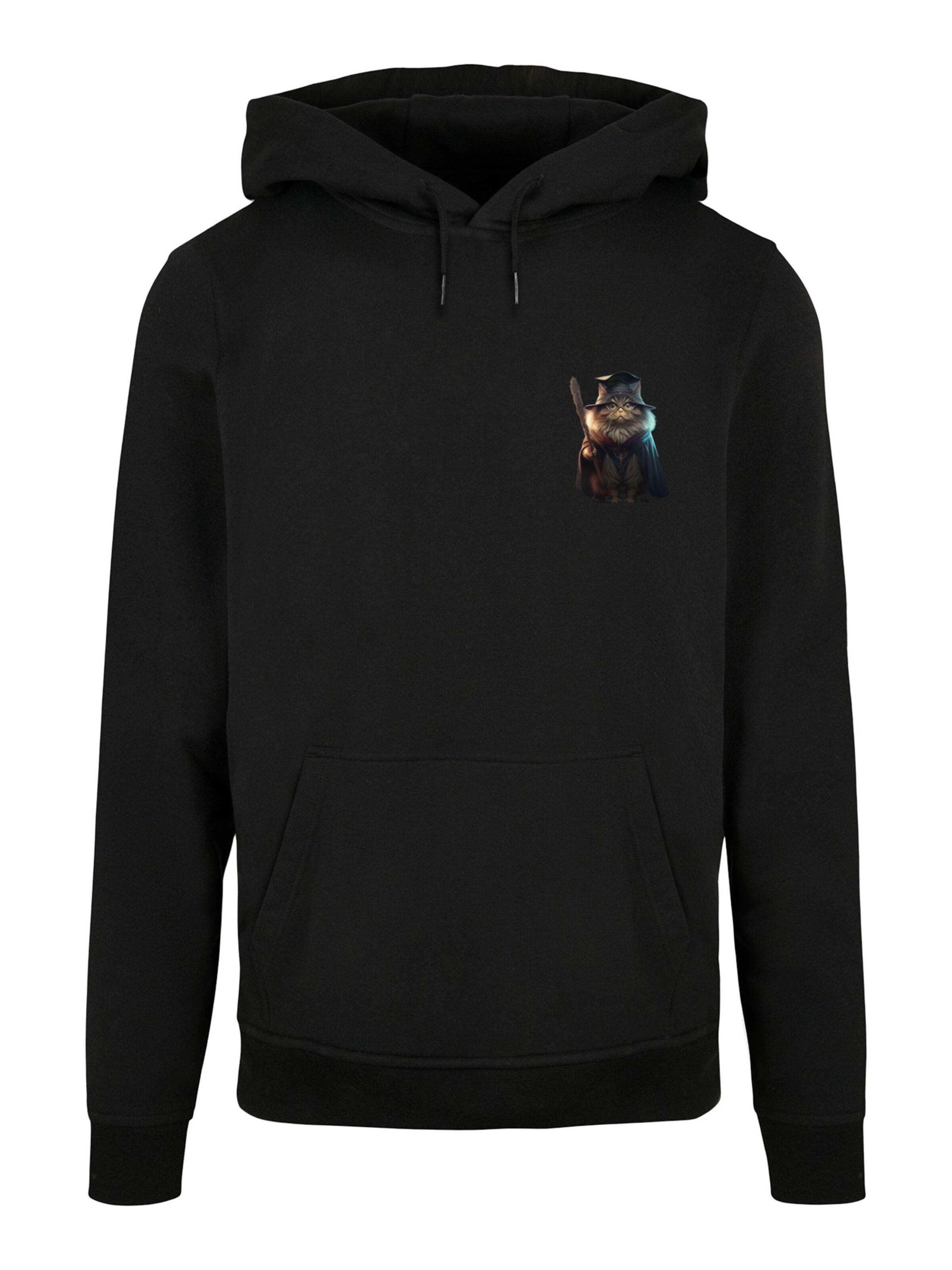 F4NT4STIC Sweatshirt 'Wizard Cat' in Schwarz: Vorderseite
