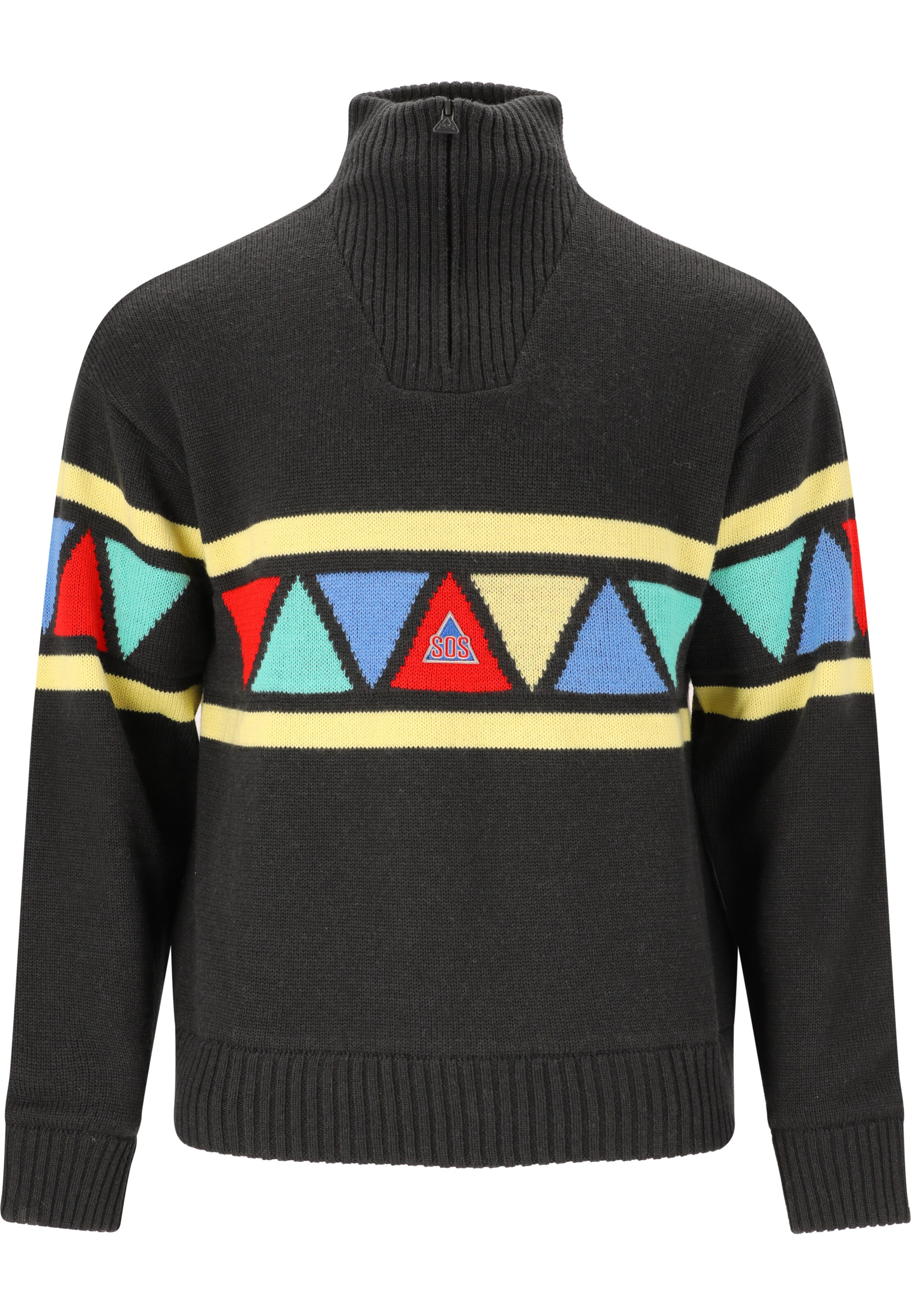 SOS Pullover 'The Windbreaker' in Schwarz: Vorderseite