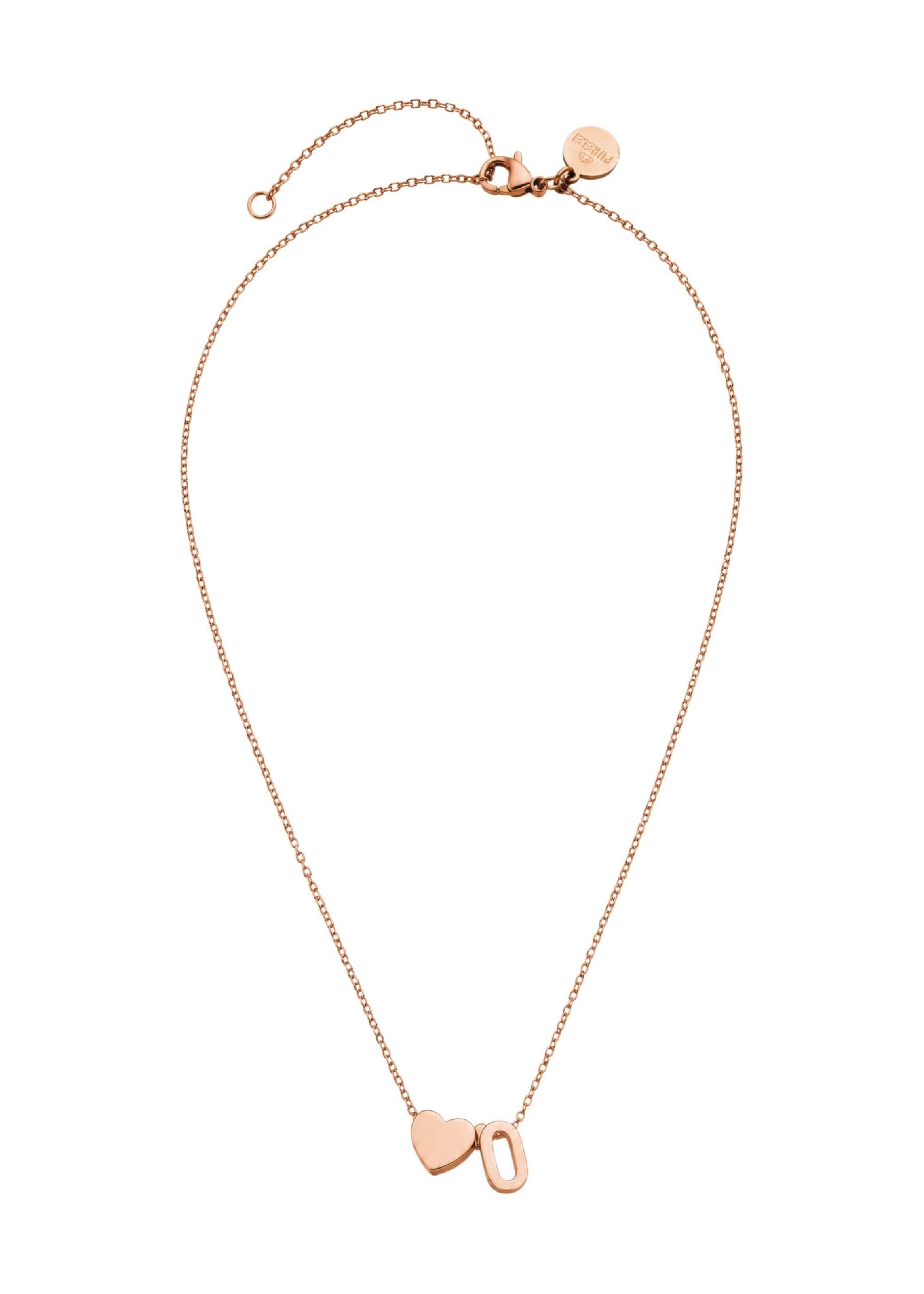 PURELEI Ketting 'Letter Heart O' in Goud: voorkant