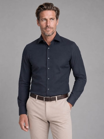 Profuomo Slim fit Overhemd 'Japanese Knitted' in Blauw
