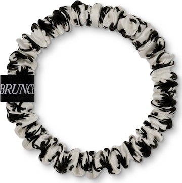 BRUNCHIES® Hair jewelry 'BRUNCHIES® "Palm" Seiden Scrunchie – sanfter Schutz für Haare im Urlaub als ideales Urlaubsaccessoire in Coconut mit Schwarz' in Black: front